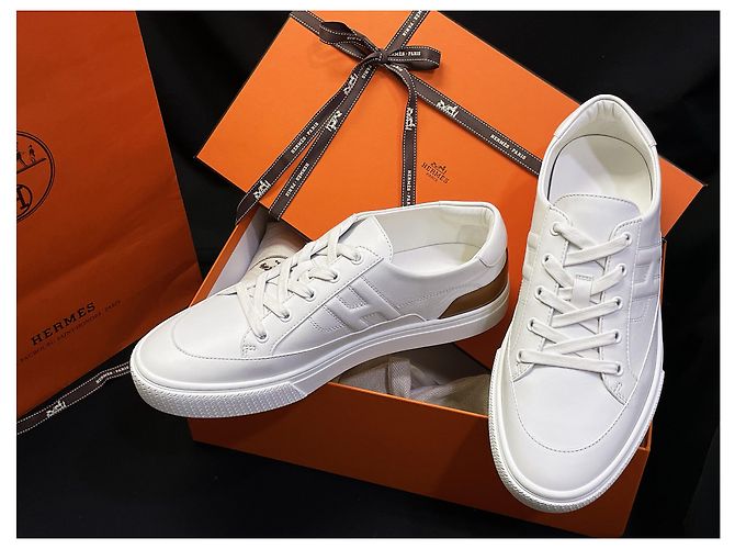 Hermès Sneakers Deep da uomo White Gold - vista 6
