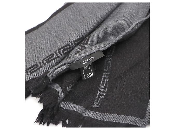 Sciarpa Medusa in lana Versace Nero Grigio - vista 10