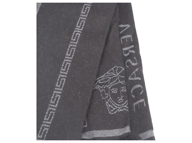 Sciarpa Medusa in lana Versace Nero Grigio - vista 11