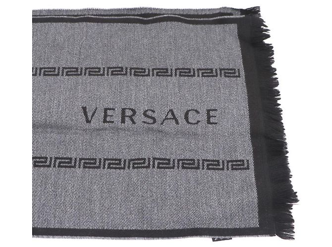 Sciarpa Medusa in lana Versace Nero Grigio - vista 12