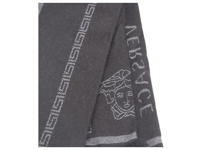 Sciarpa Medusa in lana Versace Nero Grigio - vista 5