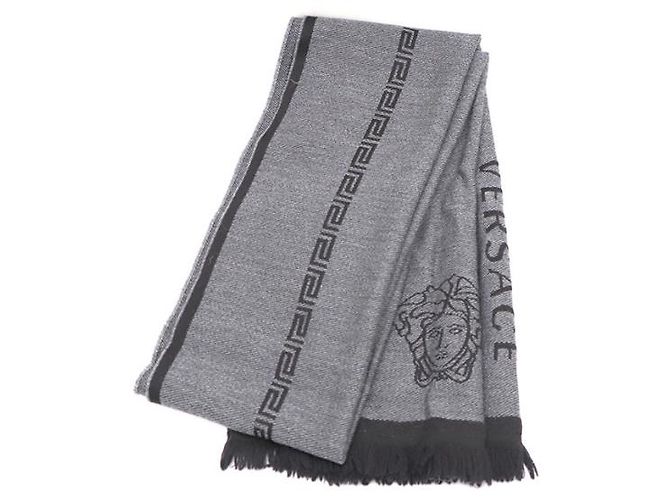 Sciarpa Medusa in lana Versace Nero Grigio - vista 7