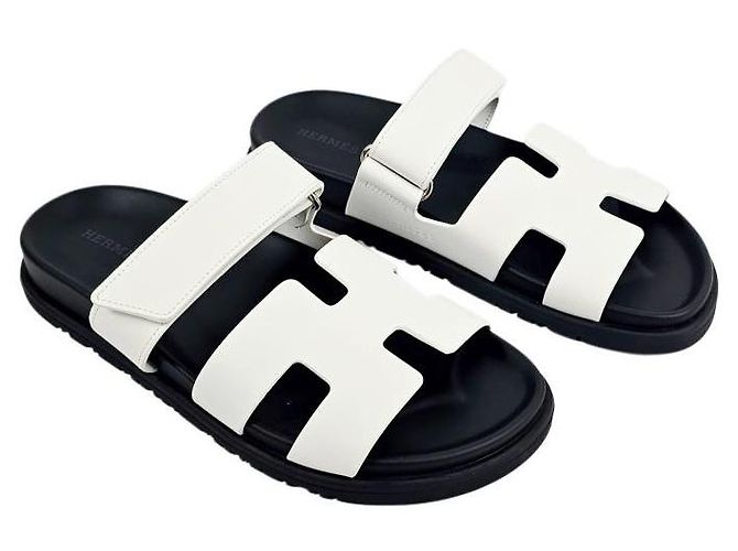 Hermès Sandali Chypre Pantofole da Donna Blanc - vista 9