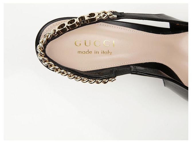 Gucci Slingback Pumps aus schwarzem Leder - Ansicht 11