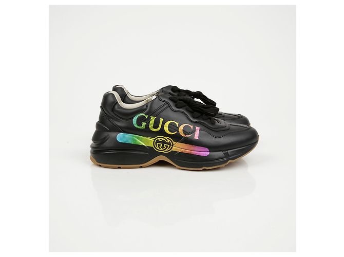 Gucci Sneakers da donna Lighton Rainbow Leather Nero - vista 2
