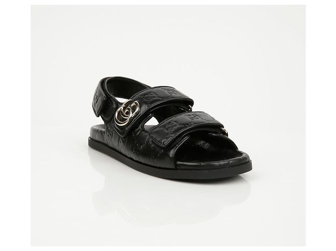 Sandali Gucci Double G in pelle nera - vista 2