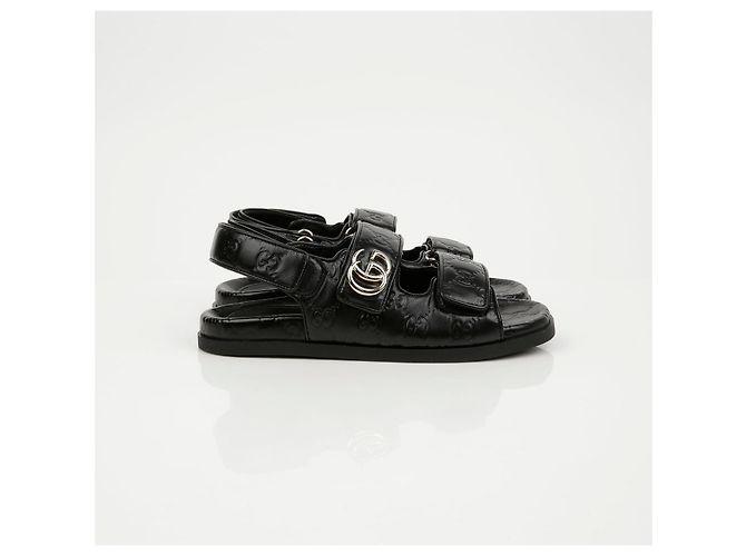 Sandali Gucci Double G in pelle nera - vista 3