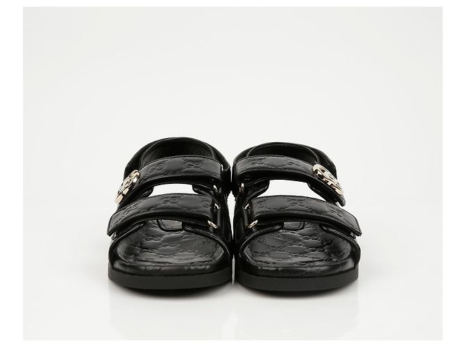 Sandali Gucci Double G in pelle nera - vista 4