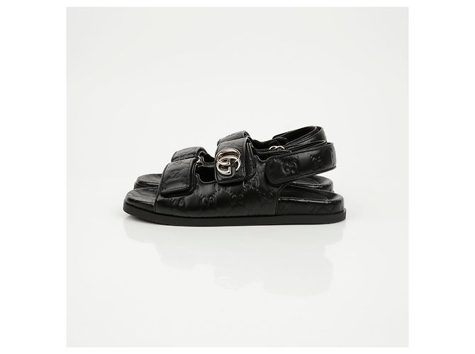 Sandali Gucci Double G in pelle nera - vista 5