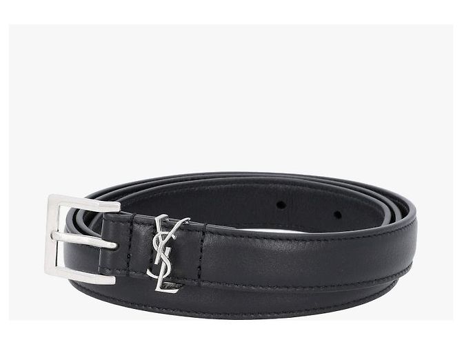 Autre Marque Leather Men's Belt with Monogram Square Design - view 5