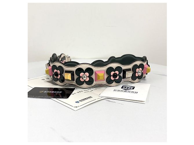 Alça Fendi Flower Stud Strap Castanho Couro - vista 5