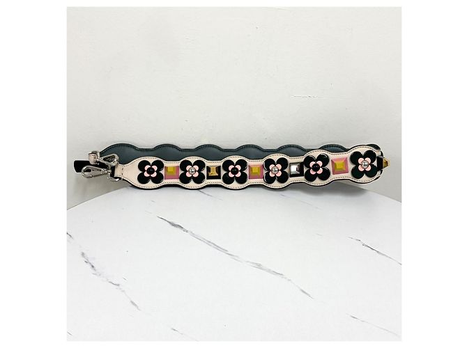Alça Fendi Flower Stud Strap Castanho Couro - vista 6