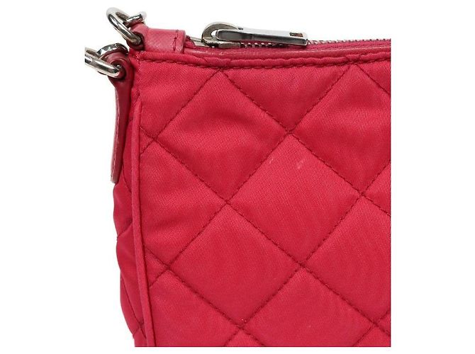 Prada Bolsa de ombro acolchoada em nylon rosa com corrente - vista 10