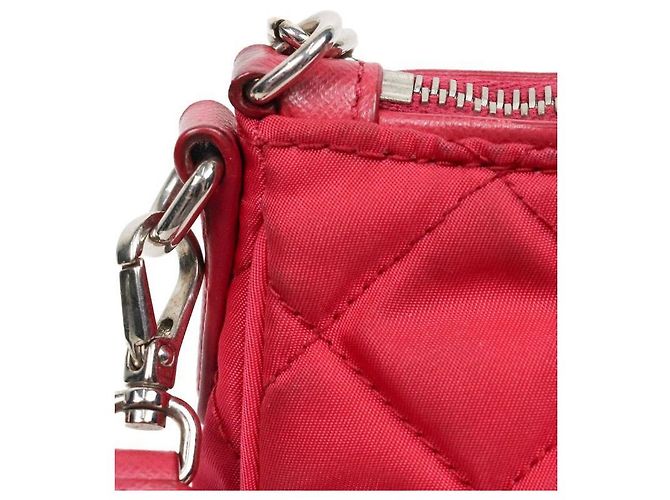 Prada Bolsa de ombro acolchoada em nylon rosa com corrente - vista 12