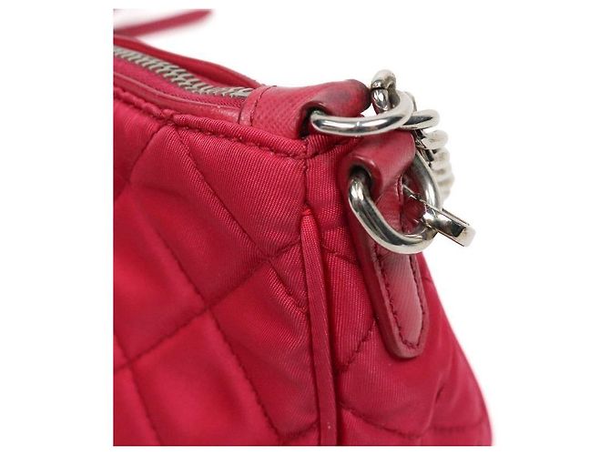 Prada Bolsa de ombro acolchoada em nylon rosa com corrente - vista 9