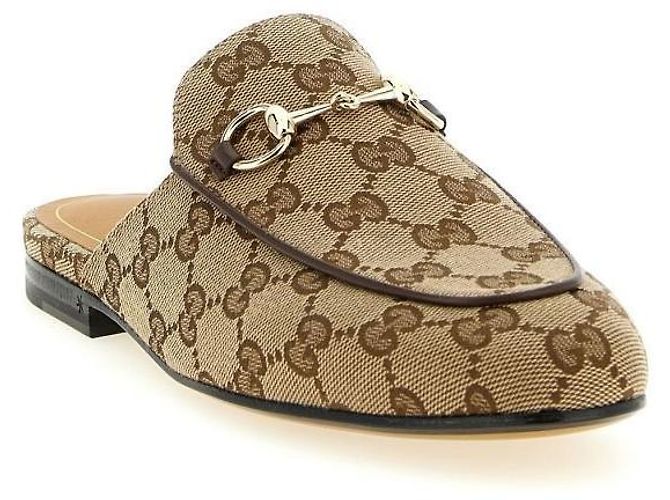 Mocassini Gucci Princetown Beige in Pelle - vista 3