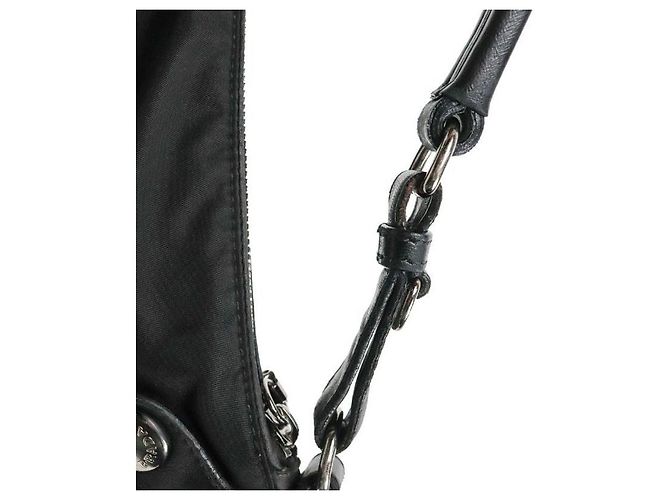 Prada Borsa a tracolla hobo in nylon nero - vista 11