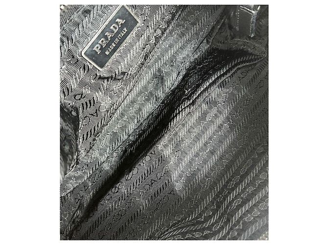 Prada Borsa a tracolla hobo in nylon nero - vista 12