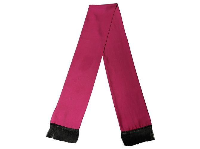 Dolce & Gabbana Sciarpa stola in pizzo frangiato in seta bordeaux da uomo - vista 4