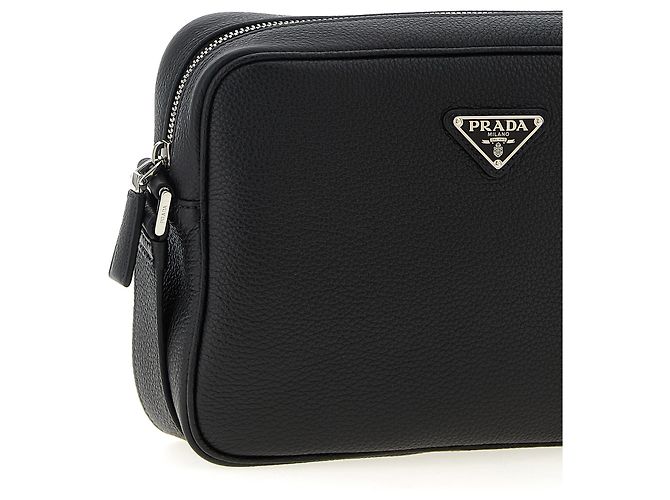 Prada Borsa crossbody in pelle di vitello nera - vista 3