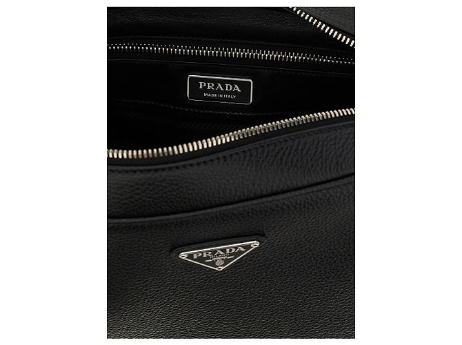 Prada Borsa crossbody in pelle di vitello nera - vista 4