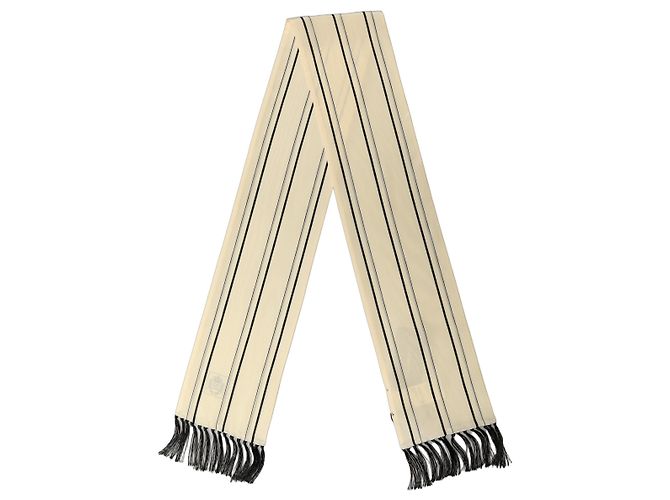 Dolce & Gabbana Sciarpa stola in seta beige a righe con collo a frange - vista 2