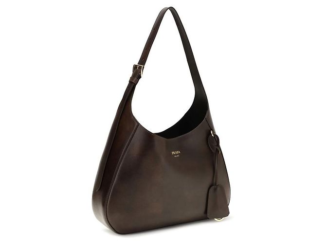 Prada Borsa a tracolla Bos Taurus in pelle di vitello marrone - vista 2