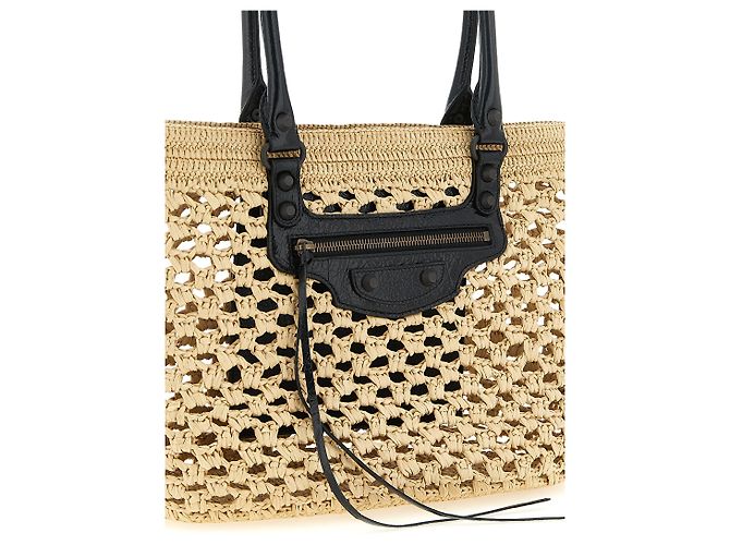 Balenciaga Borsa a tracolla in viscosa beige - vista 3