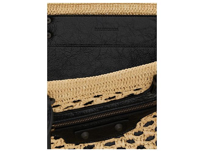 Balenciaga Borsa a tracolla in viscosa beige - vista 4