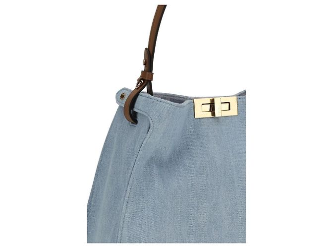 Fendi Borsa Bos Taurus in pelle di vitello blu - vista 4
