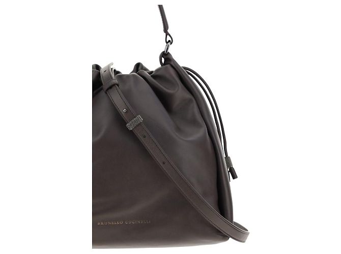 Brunello Cucinelli Borsa a spalla Bos Taurus in pelle di vitello marrone - vista 4