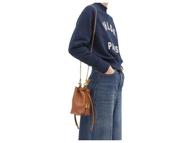Chloé Borsa Bucket in pelle di vitello marrone - vista 4