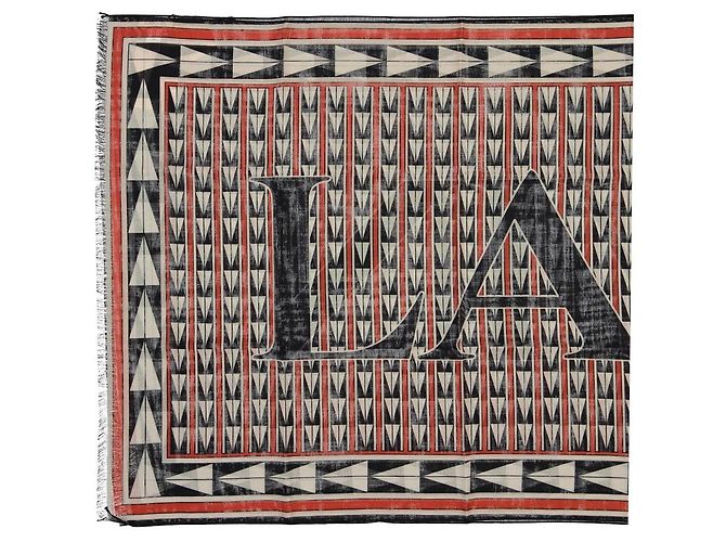 Sciarpa Lanvin in lana nera con motivo geometrico - vista 3
