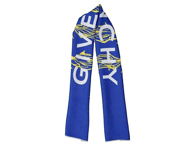 Cachecol Givenchy azul de lã e seda - vista 2