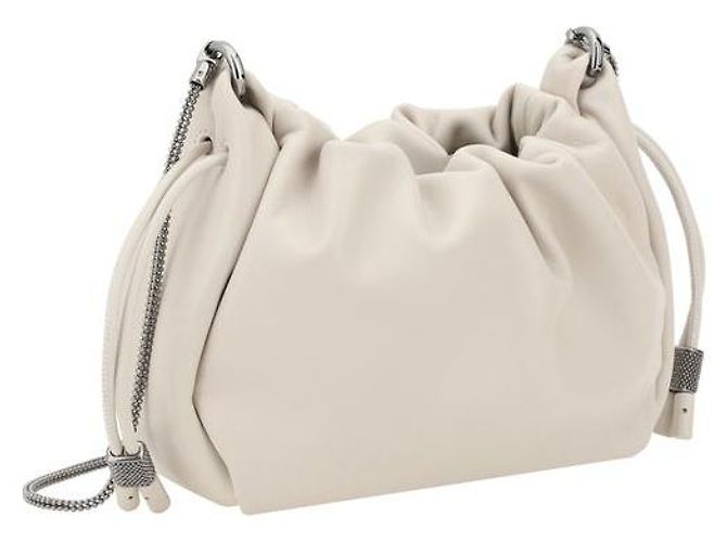 Brunello Cucinelli Borsa a tracolla Bos Taurus in pelle di vitello beige - vista 3