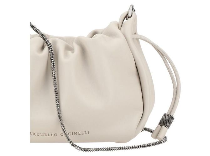 Brunello Cucinelli Borsa a tracolla Bos Taurus in pelle di vitello beige - vista 4