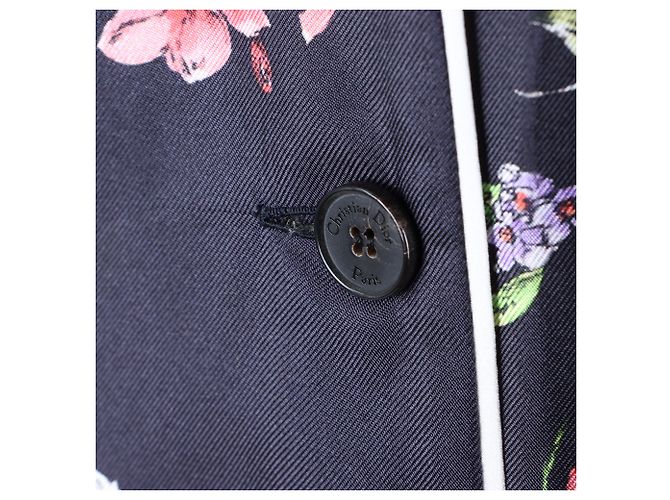 Christian Dior Seidenhemd Navy Multi - Ansicht 4