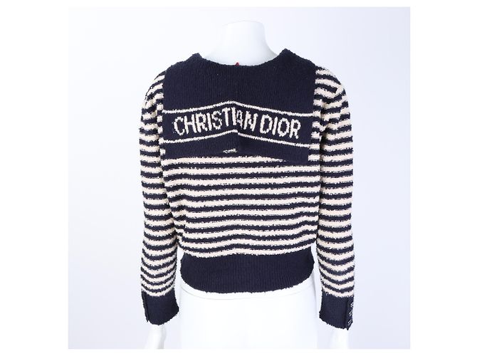 Christian Dior gestreifter Strickpullover mit langen Ärmeln - Ansicht 3