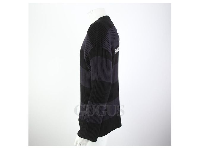 Balenciaga Long Sleeve Knit Top Black & Navy - view 2