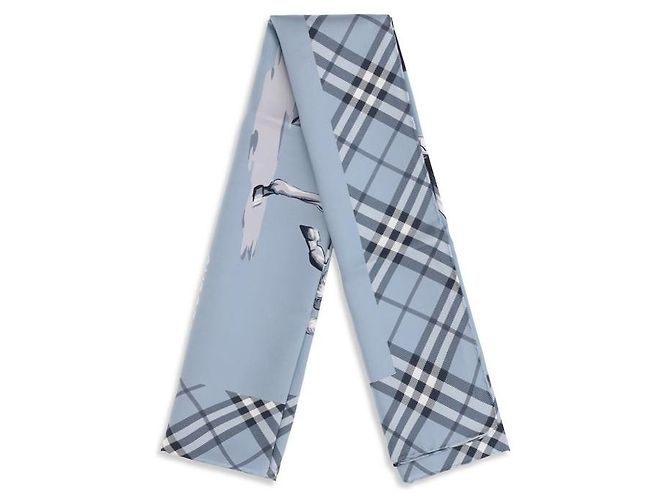 Sciarpa Burberry Archive Knight in seta blu - vista 2