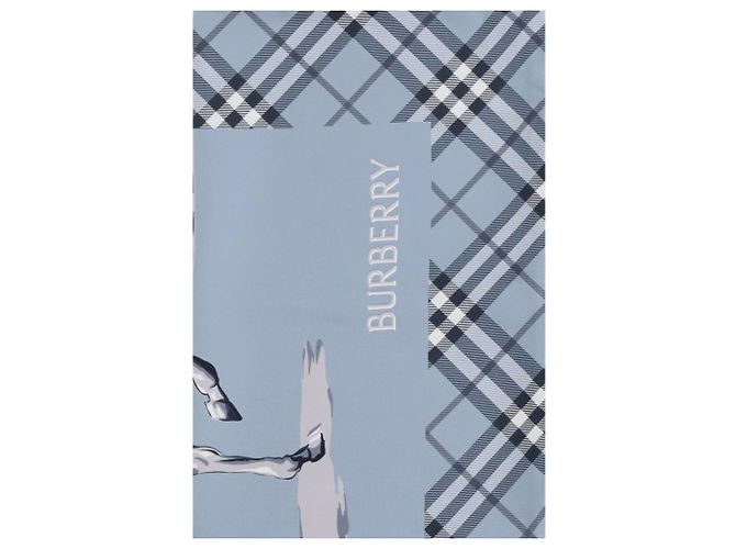 Sciarpa Burberry Archive Knight in seta blu - vista 3