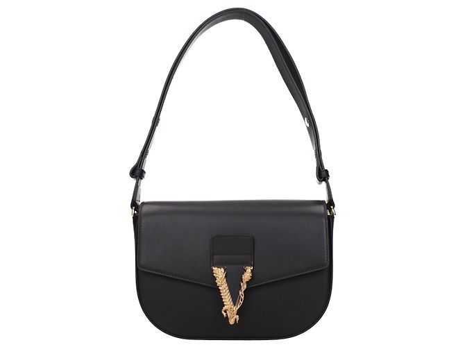 Versace Borsa a tracolla in pelle nera - vista 2