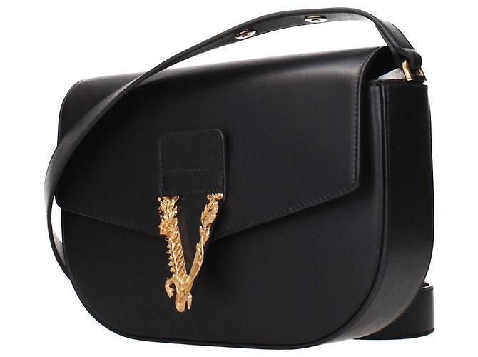 Versace Borsa a tracolla in pelle nera - vista 3