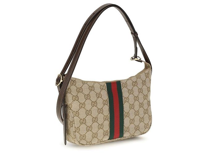 Gucci Borsa a tracolla in tessuto beige - vista 3