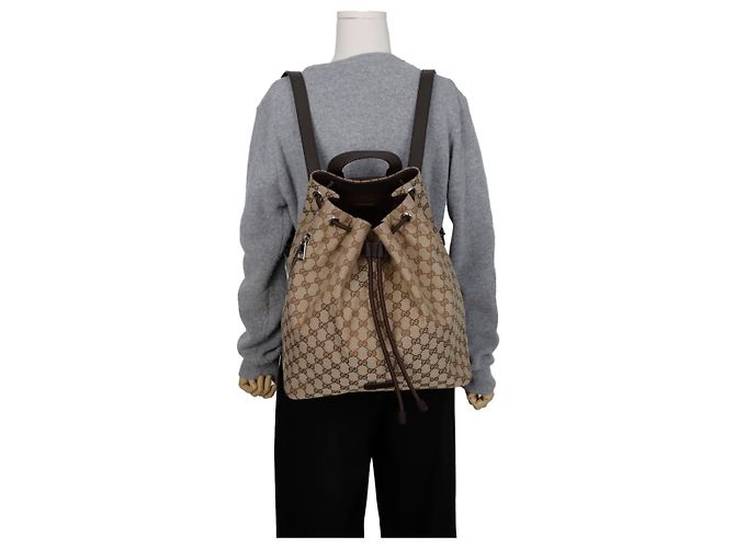 Gucci Drawstring Backpack Brown Jacquard - view 10