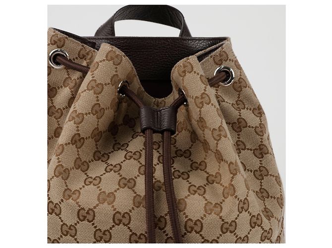Gucci Drawstring Backpack Brown Jacquard - view 2