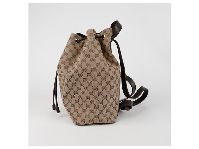 Gucci Drawstring Backpack Brown Jacquard - view 4