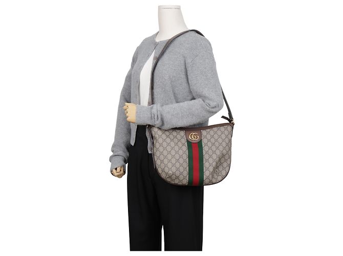 Gucci Borsa a tracolla hobo Ophidia GG Supreme Canvas Brown - vista 11