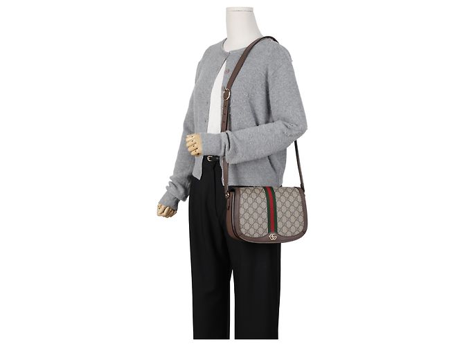 Gucci Borsa a tracolla Ophidia GG Small Canvas Brown - vista 16