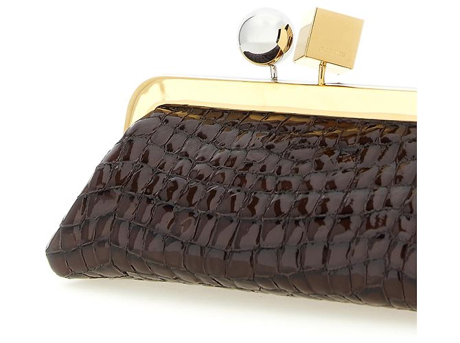 Jacquemus Clutch in pelle di capra marrone - vista 4
